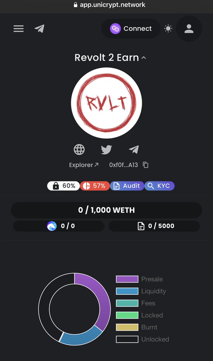 Cult.DAO (@wearecultdao) on Twitter photo 🚨 $RVLT launch set for 14:00 UTC 30th June 🚨
This is the ONLY link. The time or link WILL NOT CHANGE. 
Any sale pages or groups saying we have done a surprise sale or launch are a scam!
app.unicrypt.network/amm/quickswap-… 🚨 $RVLT launch set for 14:00 UTC 30th June 🚨
This is the ONLY link. The time or link WILL NOT CHANGE. 
Any sale pages or groups saying we have done a surprise sale or launch are a scam!
app.unicrypt.network/amm/quickswap-…