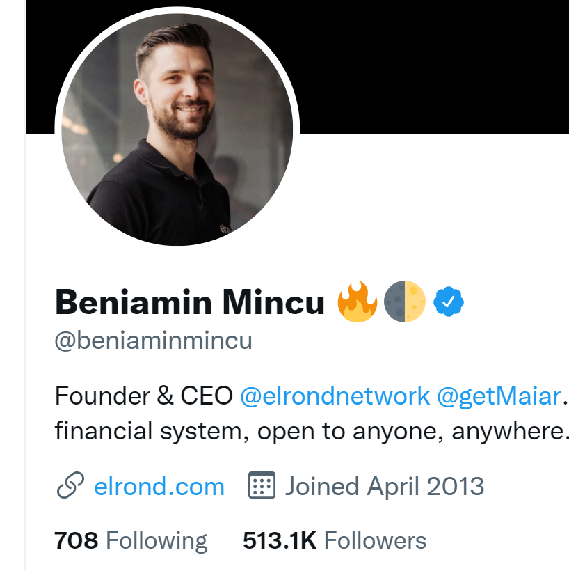 the_economystic's tweet photo. Congrats to @beniaminmincu BLASTING past 500k followers! Just a couple days ago was under 500k... probably nothing...  #EGLD @ElrondNetwork ⚡
Next stop 1M. 🔥 https://t.co/w16TzcRwvM