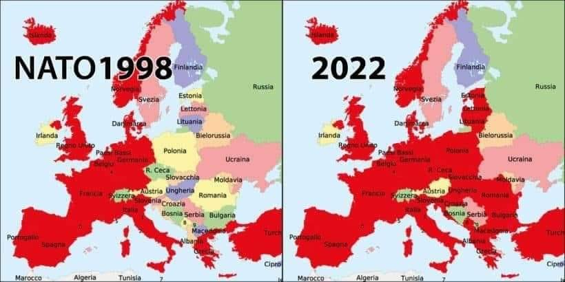 DiegoFusaro's tweet photo. Qui è ben raffigurata la causa della guerra d'Ucraina: l'imperialismo della NATO, braccio armato degli USA. https://t.co/L9toqvx8iQ
