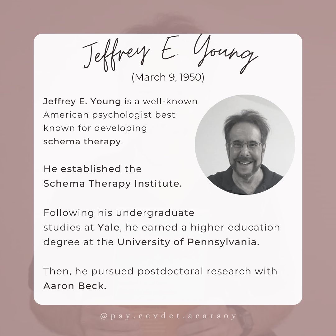 CevdetAcarsoy's tweet photo. 1/12 In this new flood of my #pillarsofpsychology series, I am discussing the life and works of Jeffrey E. Young. #schematherapy #jeffreyyoung #psychology #schema #psychotherapy https://t.co/0RbNc9xy40