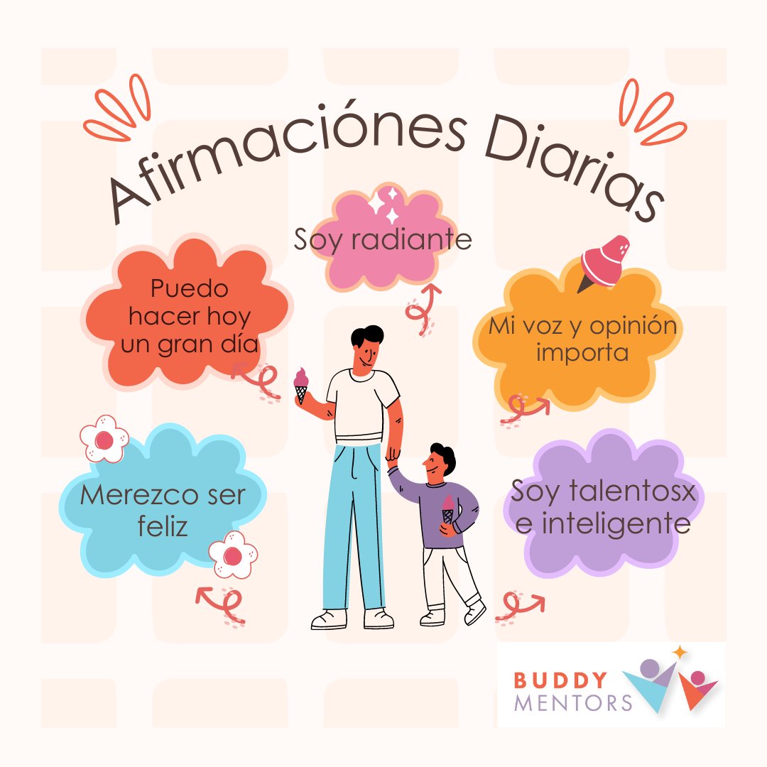 BuddyMentors's tweet photo. Daily affirmations are great to improve well-being. Try this out with your Buddy! 

Afirmaciones diarias son una buena manera para promover un estado de bienestar. ¡Intenta esto con tu Buddy! https://t.co/BZxA8YWmvH