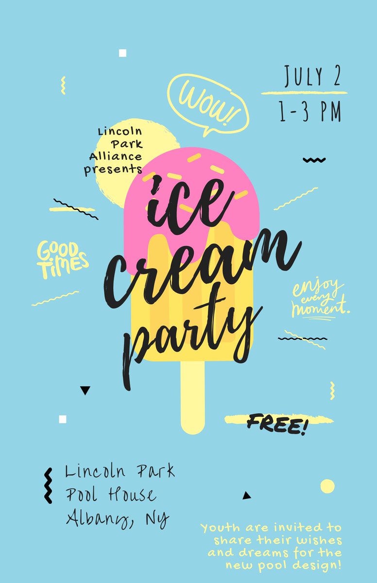 Ice cream party to celebrate Lincoln Park Pool with the Lincoln Park Alliance! Free for all ages. Youth are encouraged to share their dreams for the pool's redesign 🍦🏊