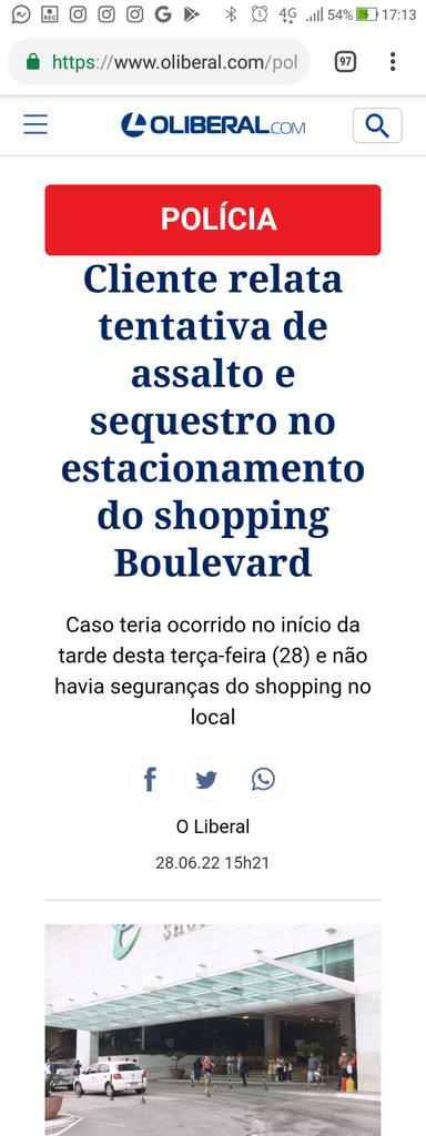 brendabicuda's tweet photo. Tentativa de sequestro no #shoppingbolevardbelem #shoppingbolevard #belem não tem segurança nem nos pisos de lojas , eu tentei  pedi uma informação e não achei NEMHUM segurança , imagine no estacionamento. (Via jornal liberal) https://t.co/a0x7oxK1yI