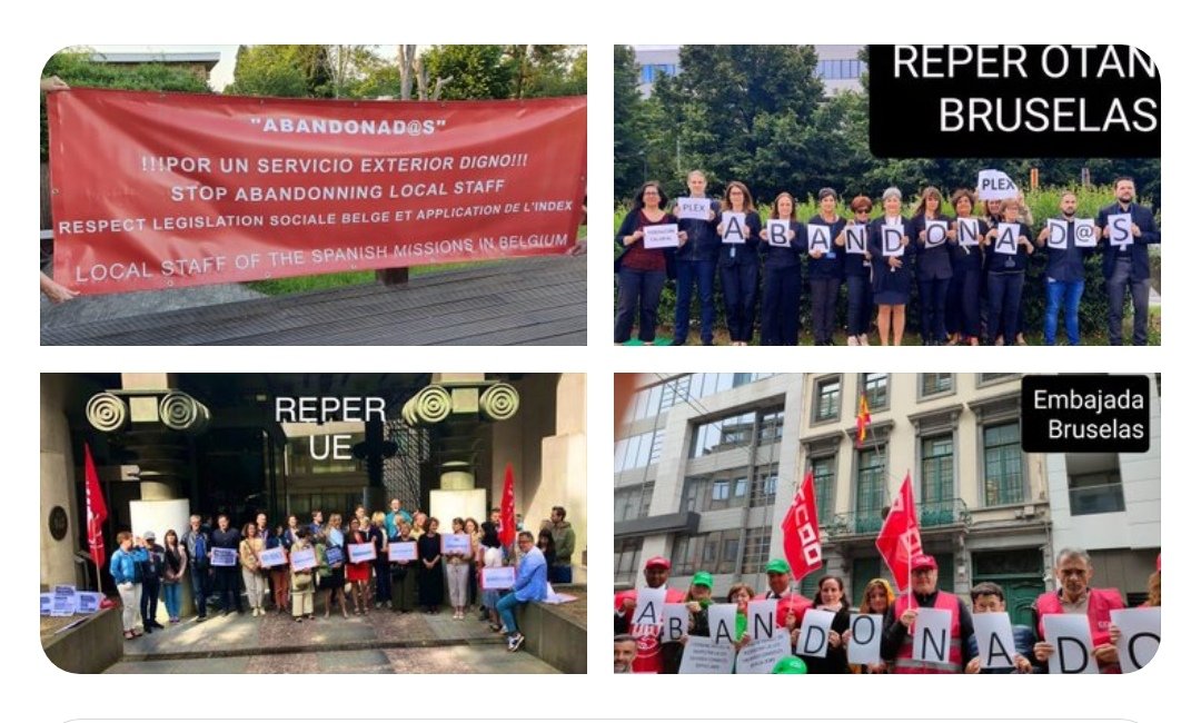 acperona's tweet photo. An all-together concentration on the 30th of June at 13h45. Consulate, Embassy, Representation and NATO claiming for indexation. Spain doesn't respect our local contracts.
@PYDermagne @lesoir @BBCWorld @euronews @ParisMatchBe @POLITICOEurope @Haciendagob @sanchezcastejon https://t.co/Fx1vmiSif9