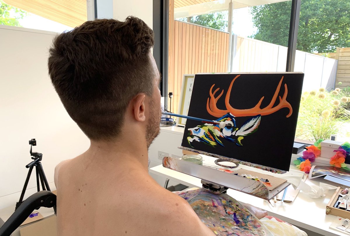 henryfraser0's tweet photo. My mouth painting - Stag III.

I can only paint using my mouth. https://t.co/tCKP5YQfLq