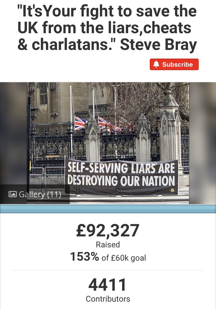 Well look at this… Steve Bray is now very nearly 2/3 of the way to be able to afford a Boris Johnson treehouse. Let’s help him get that treehouse —> fundrazr.com/campaigns/d1h7… #TreehouseFund