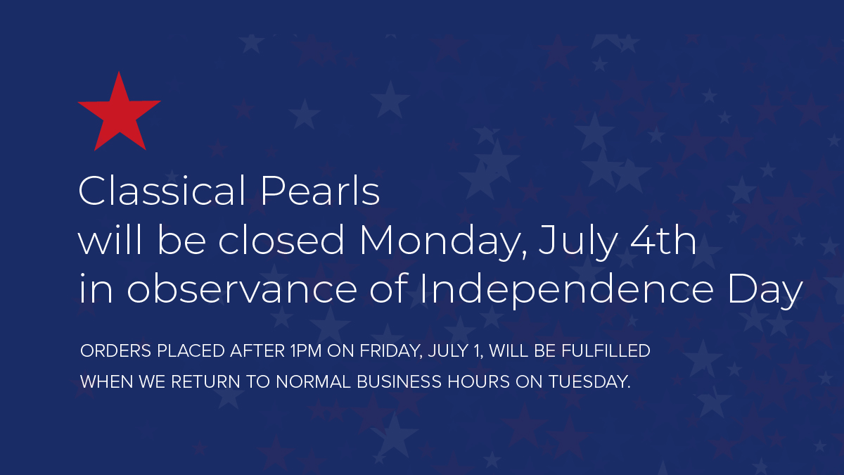 classicalpearls's tweet photo. Holiday Hours! Classical Pearls will be closed Monday, July 4th in observance of Independence Day (US). Orders placed after 1pm Friday, July 1, will be fulfilled when we return to normal business hours on Tuesday. 🇺🇸
#classicalpearls #farmtoformula #july4th https://t.co/mqfgoD2lq6