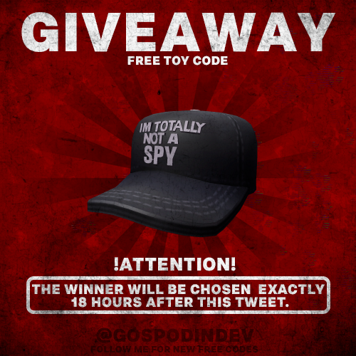 gospodindev's tweet photo. 👋Hi all again! Group Members Giveaway!😀
💥Giving away Totally Not a Spy!
 To participate in the 18-hours giveaway, you must be:  ✅ My follower,
✅ Like this tweet,
✅ Retweet this tweet.
‼Join my Roblox group to join giveaway!‼. Good luck everyone!☘
#roblox #robloxgiveaways https://t.co/3gBgoaKDUv