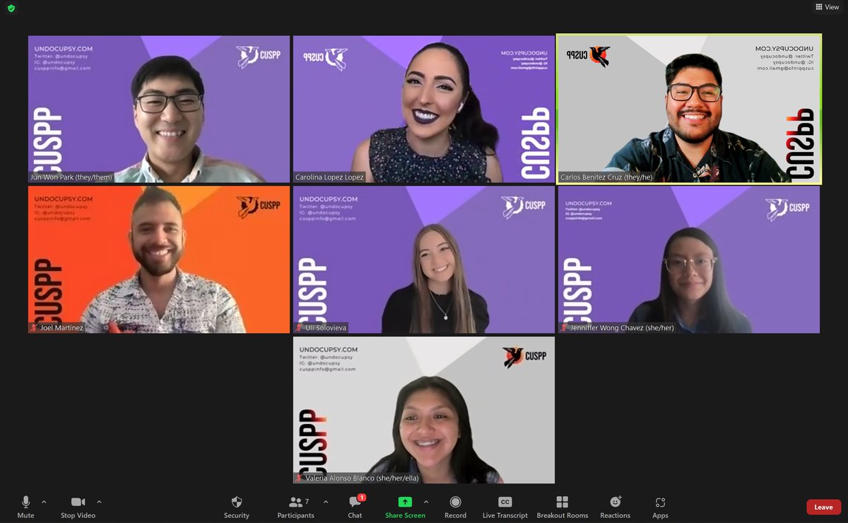 UndocuPsy's tweet photo. Earlier this month, CUSPP hosted our first ever Mini-Conference for Undocufolx in psych. It was a great success, and we are very grateful for our presenters and guests. 

We hope to continue to build community, challenge psych, and help undocumented folx thrive! 

Pic: CUSPP team https://t.co/8Wd3PwSZT9