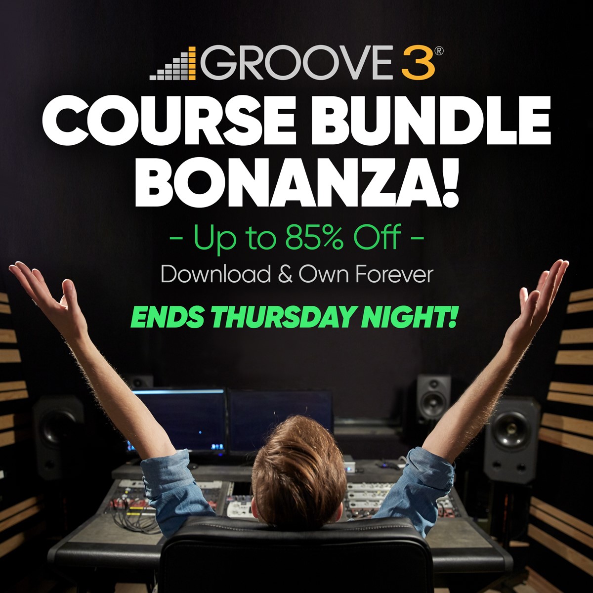 groove3inc's tweet image. Time is running out! Save big on course bundles! Sale ends this Thursday night!
groove3.com/offers

#daw #musicproductiontutorial #musicproduction #beatmaker #beats #homerecording #homestudio #audioproduction #logicpro #protools #studioone #reaper #ableton #cubase