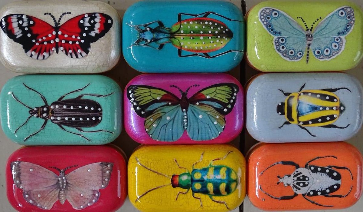 Another of our makers is Brigette Deakin from The Artisan Designers.

Here at The Artisan Designers, we take the traditional technique of decoupage and give it a modern twist. Bright, bold colours, fun and.. bridge-arts.org/artists/

To find out more: theartisandesignersltd.co.uk