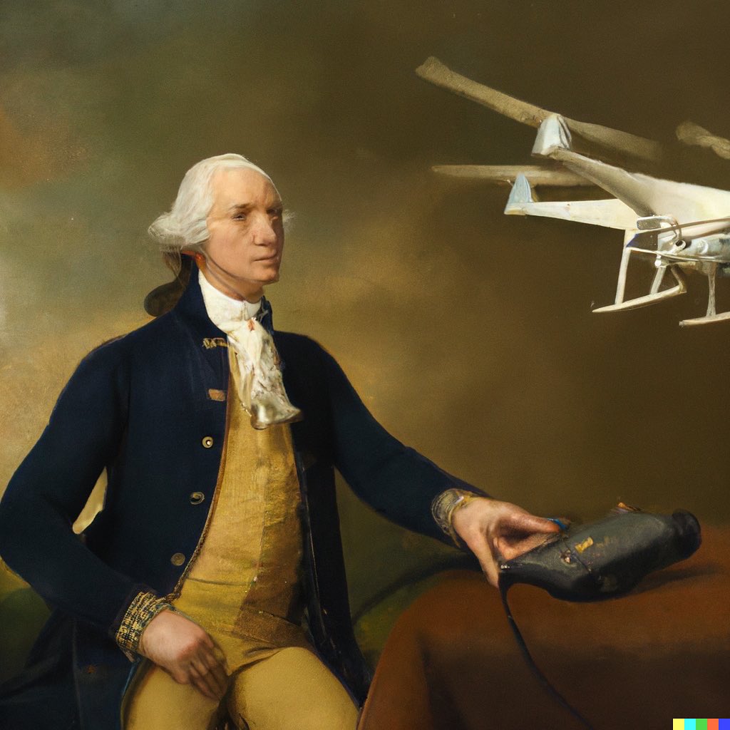 George Washington flying a drone #dalle #dalle2