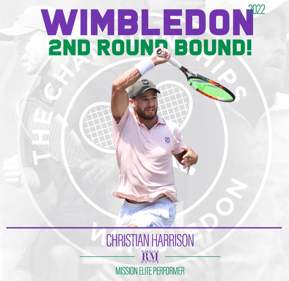 Mission_Elite's tweet photo. Mission Elite Performer Christian Harrison is into the 2nd round at Wimbledon!
Christian becomes the first ever Mission Elite to win a round in the Main Draw of a Grand Slam.
#MissionElite #2ndRoundBound #TeamHarrison https://t.co/5q87tDgNTn
