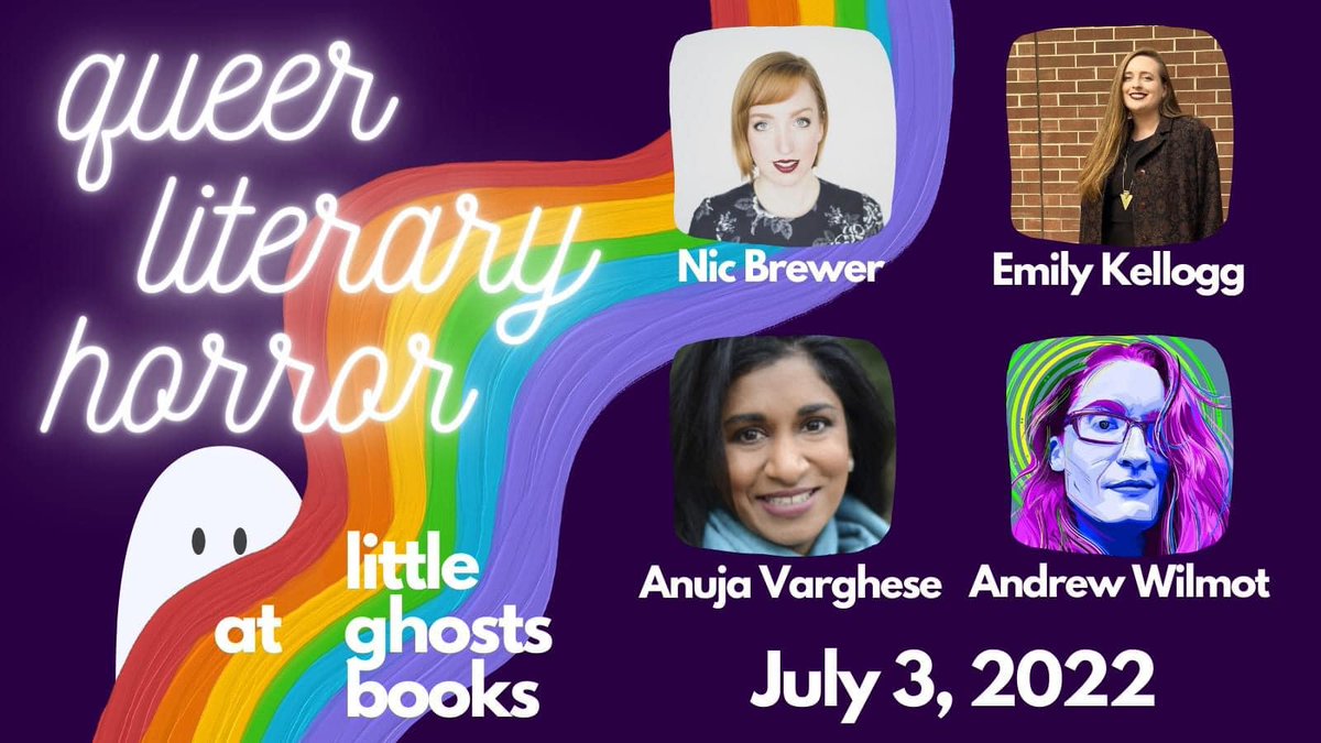 Everyone! Andrew Wilmot (who has quittr the Twitter) will be reading some queer literary horror at Little Ghosts Books on July 3, 5pm, with @notnicolebrewer, <a href="/emily_kellogg/">Emily Kellogg</a>, and <a href="/Anuja_V/">Anuja Varghese</a>. 

Link for tickets here! eventbrite.ca/e/queer-litera…