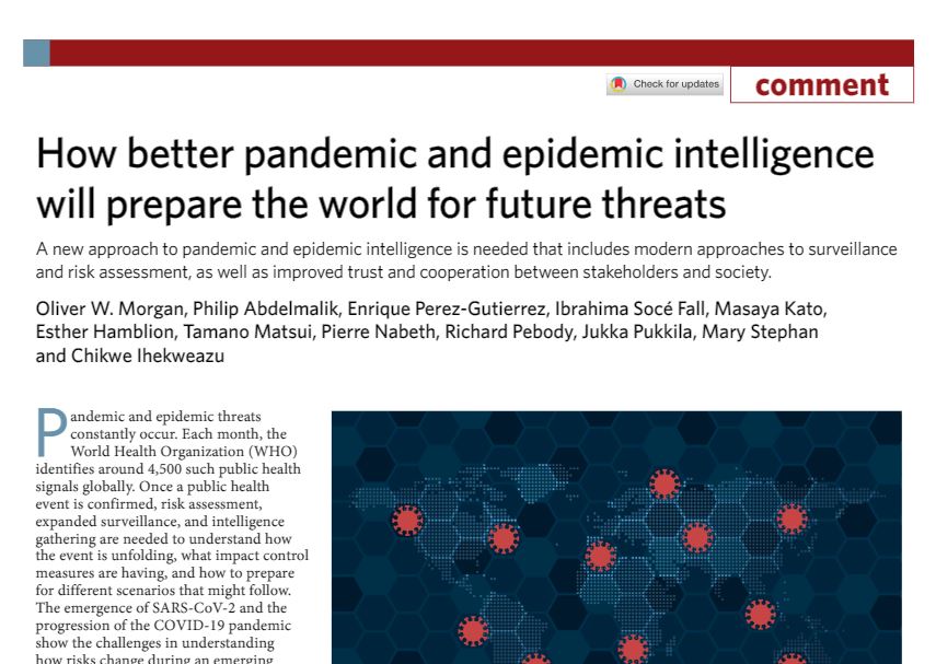 OWMorgan's tweet photo. What is Pandemic and Epidemic Intelligence? 

Read our recent paper in @NatureMedicine https://t.co/tGU9VCI1tB 

Find out more about the #WHOPandemicHub https://t.co/vVj1YDHcmc