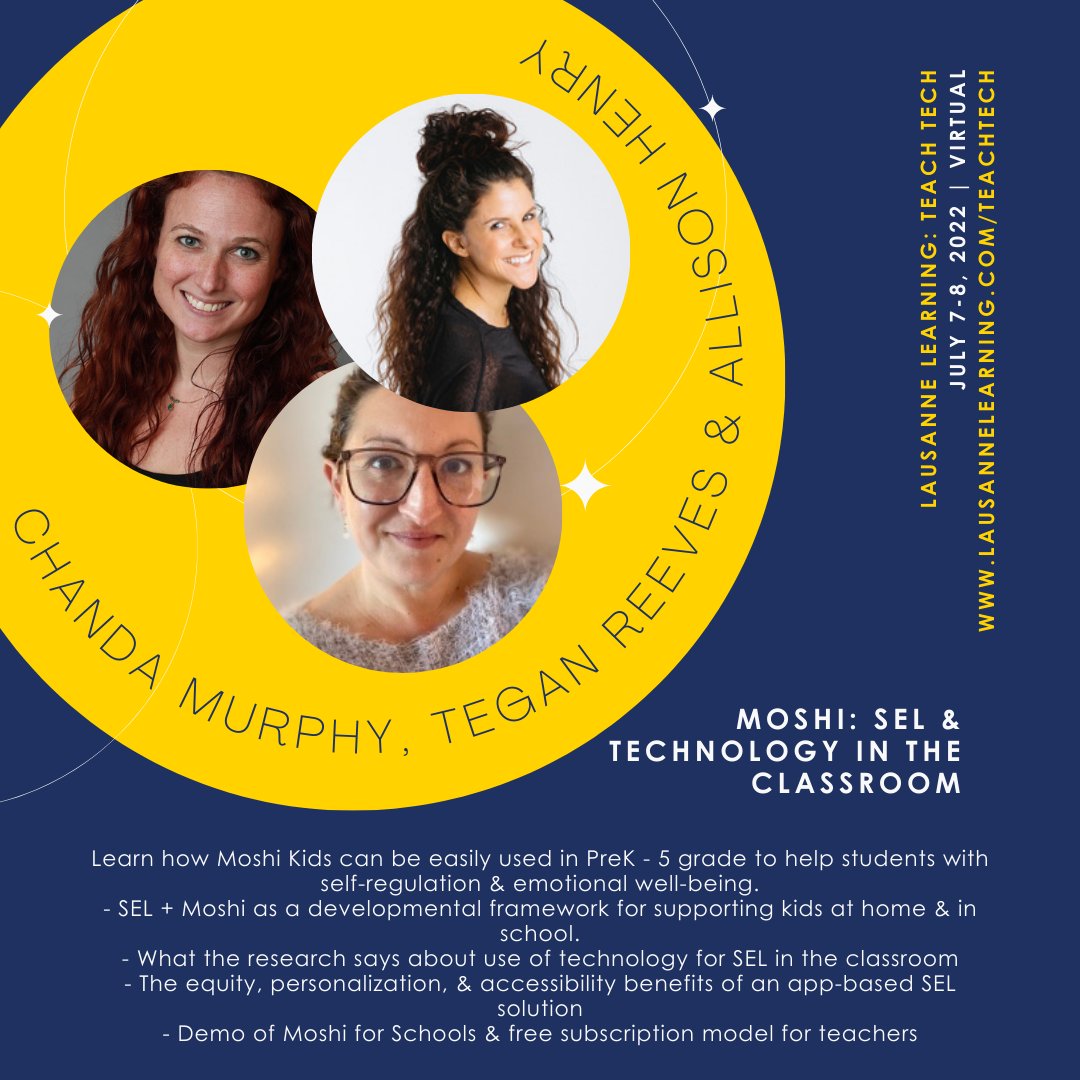 SEL &amp; technology can go hand-in-hand - &amp; @MoshiSleep is a great tool to make that relationship engaging &amp; useful! Join Chanda Murphy, Tegan Reeves, &amp; Allison Henry at Teach Tech 2022 to transform your school --> lausannelearning.com/teachtech! #teachtech #teachtech2022