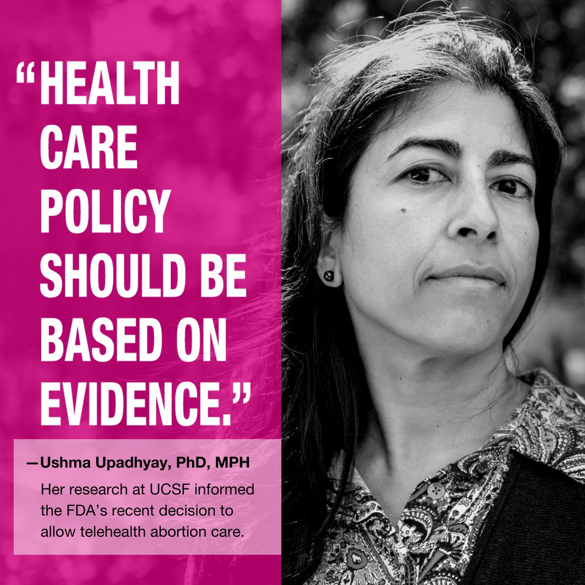 UCSF's tweet photo. UCSF’s @UshmaU studies telehealth abortion clinics, which will likely grow in popularity now that Roe v. Wade has been overturned. Learn how she and others at UCSF are working to increase safe access to abortion in #UCSFMagazine: https://t.co/Tgo727B86Q

@UCSFBixby @ANSIRH https://t.co/pGEV41jzt3