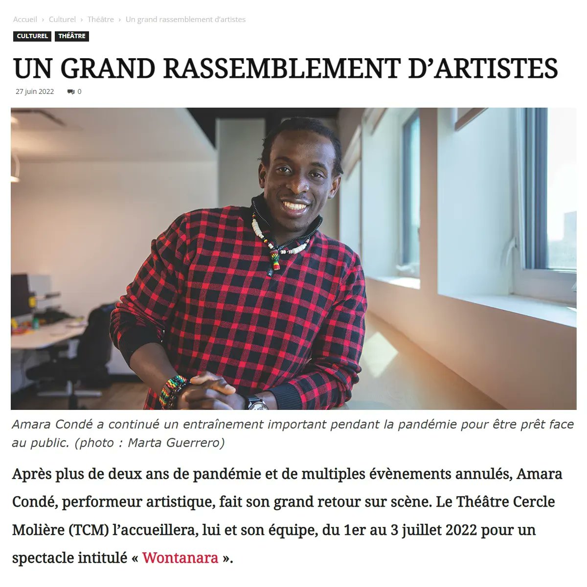 L'artiste acrobate Amara Condé organise le spectacle Wontanara qui rassemble 16 artistes sur la scène du TCM du 1er au 3 juillet! Lisez cet article de La Liberté pour en savoir plus: la-liberte.ca/2022/06/27/un-…
Billets sur Eventbrite: eventbrite.ca/e/wontanara-ti…