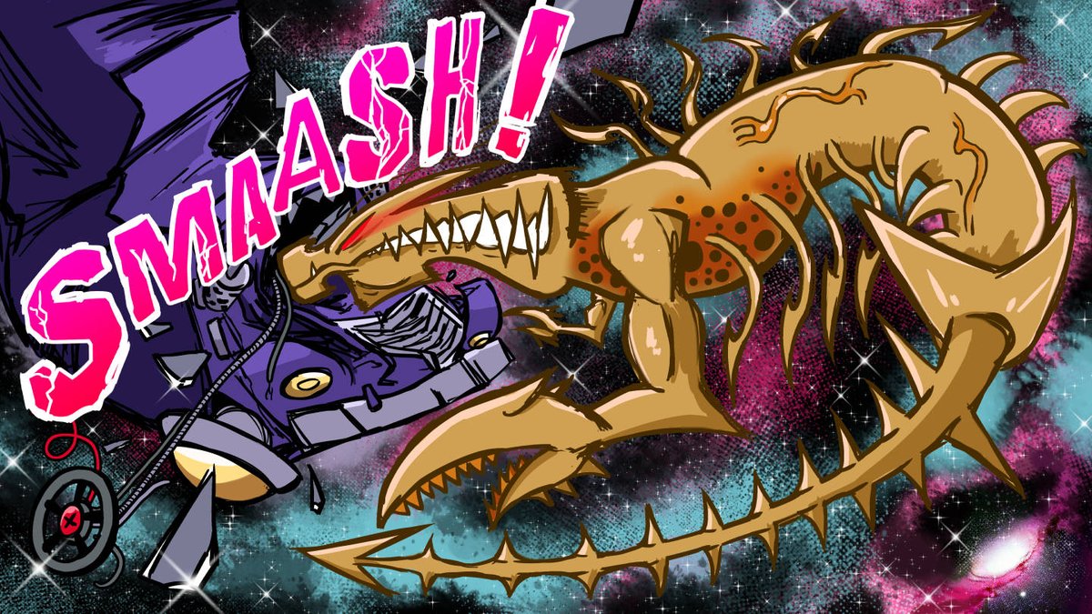 RetroSpacePunk's tweet photo. "Oh HELL nah man, you killed the baby??
Listen, when it comes to space parasites, there are 2 things you need to know:
1: If you see a baby, leave it alone- the Queen Parasite isn't too far behind
2: If you see the Queen, give up and flee. There is nothing you can do." https://t.co/H0Xjzk3I0T