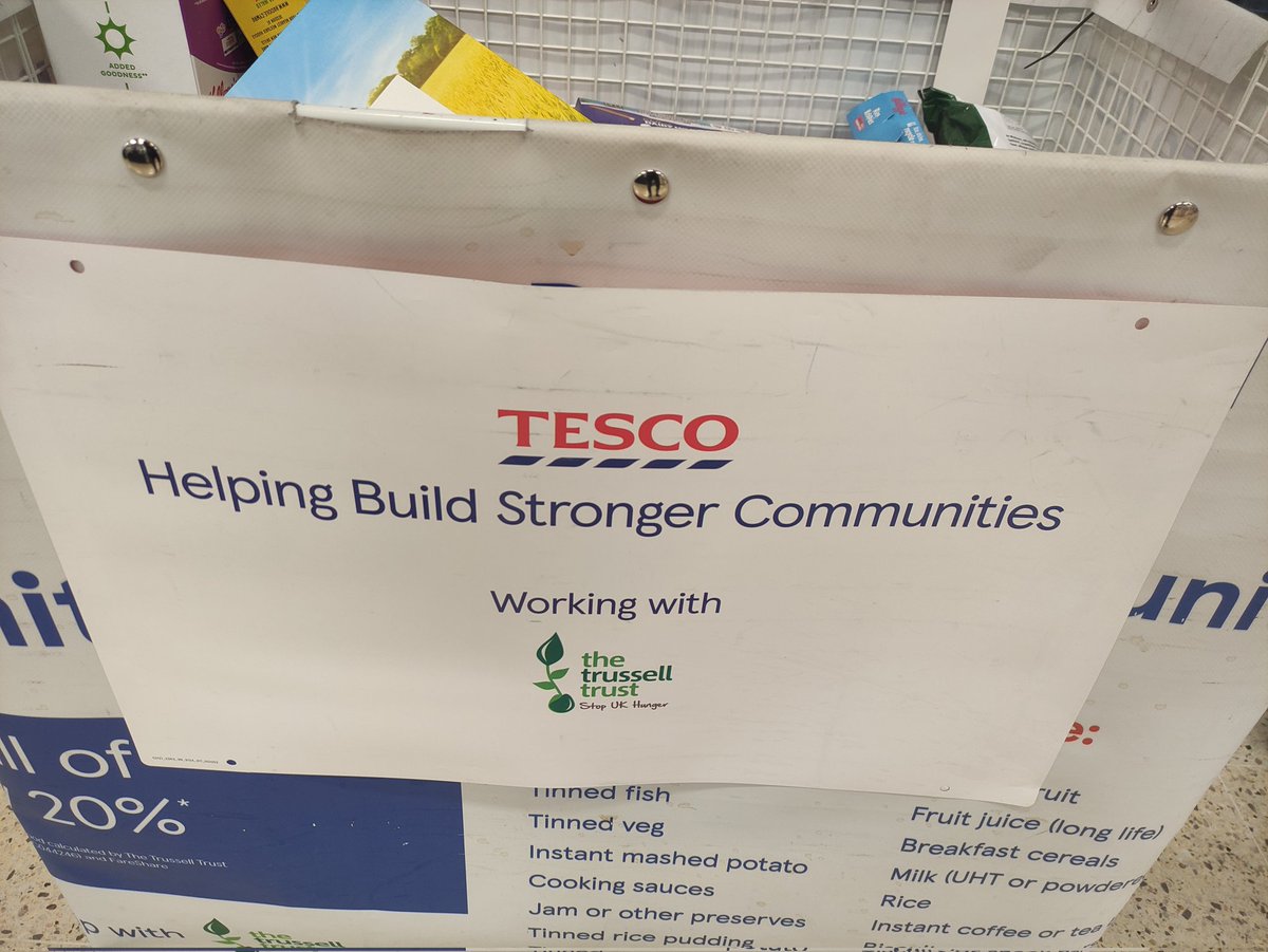 It's quite grim to be tweeting this but if you are using self-service tills in Tesco stores at the moment you can top up your bill with a donation to @TrussellTrust. 

Food bank stock levels heading towards Winter are concerning. Urgent joined-up Government support is overdue.