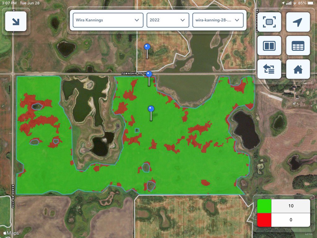Playing around with using #ClimateFieldView to create and on/off script to top dress my canola based on #WDYP from <a href="/CropIntel/">Crop Intelligence</a>. Removing drowned out acres reducing my total fertilizer cost by 13%!