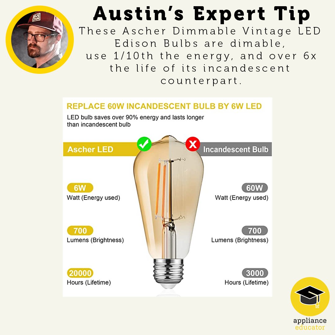 app_educator's tweet image. Save your time and energy by switching to Ascher Dimmable Vintage LED Edison Bulbs!💡

Shop now here: amzn.to/3bneBnw