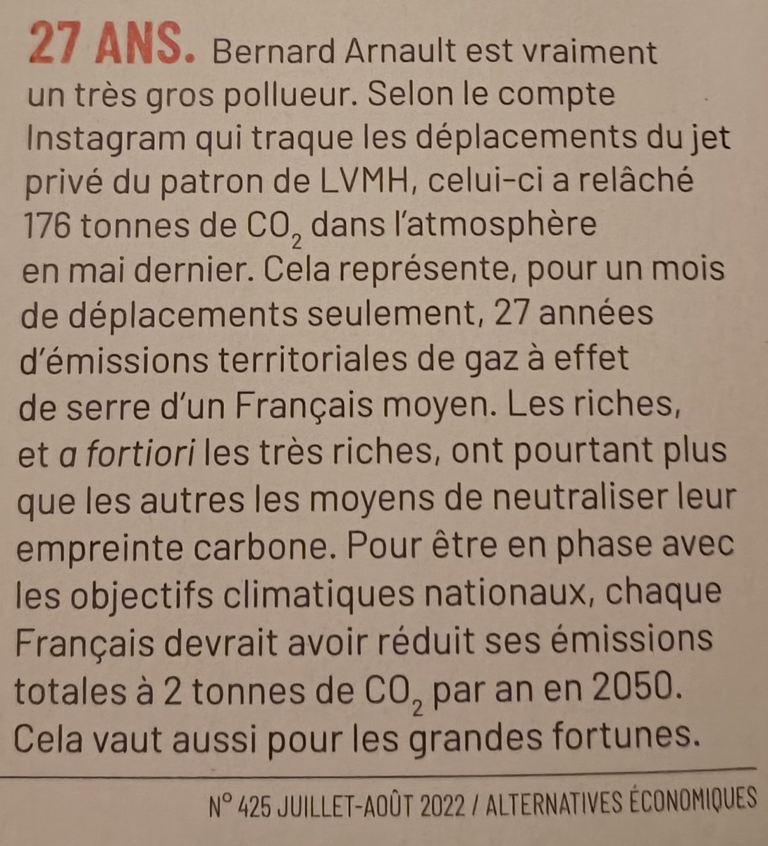 robin_cab's tweet image. En 1 mois, Bernard Arnault a relâché 176 tonnes de Co2 dans l&apos;atmosphère rien qu&apos;en utilisant son jet privé, l&apos;équivalent de 27 années d&apos;émissions de gaz à effet de serre d&apos;un Français moyen.

Les mêmes qui détruisent la planète nous demandent ensuite de faire des efforts.