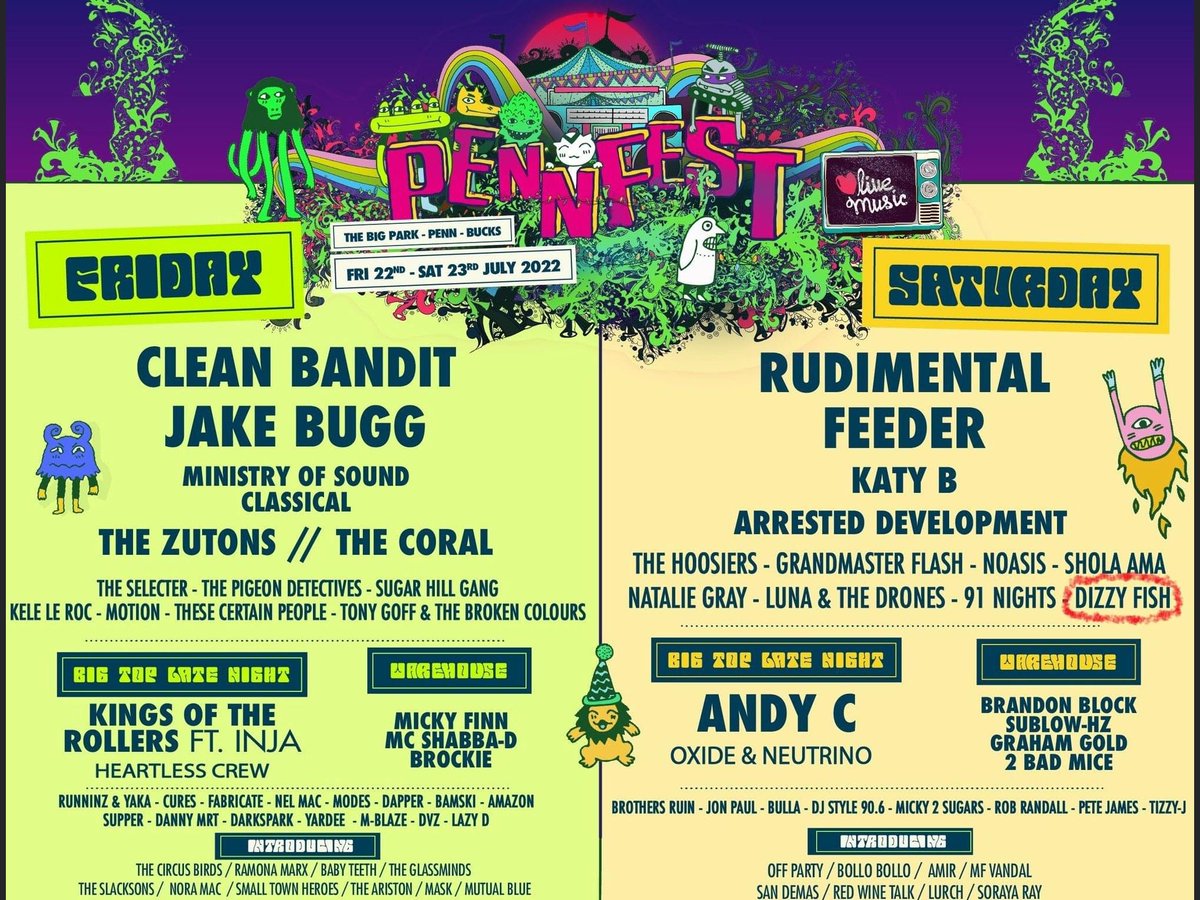 <a href="/dizzyfishband/">Dizzy Fish Band UK</a> are proud to announce that we are playing and supporting some top bands on the Saturday @PennFestival 23rd July 2022. Can’t wait!