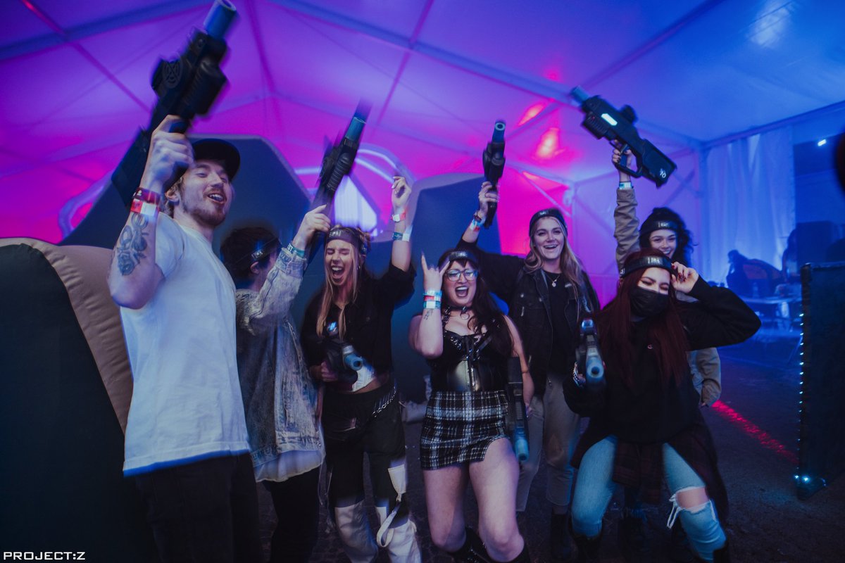 ProjectZ_Fest's tweet photo. Ready for action! Laser tag returns to the #ProjectZFest battlegrounds THIS Saturday.❤️⚔️💙 Which artists would you like to play with/against in laser tag?👀 Tag them below!⚡⤵️️ https://t.co/BwbcJ5UUSM