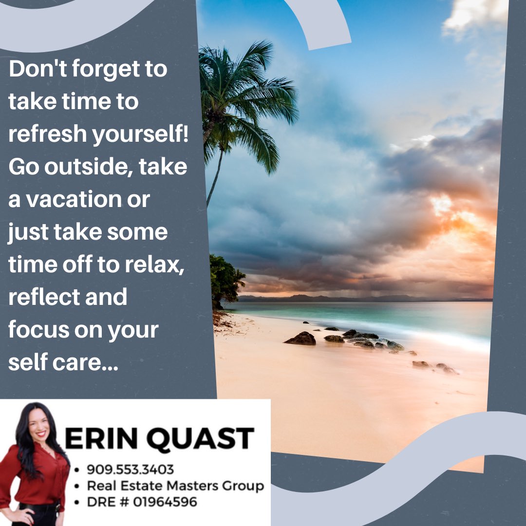 Where’s your “Happy Place?” Mine is the beach…☀️🌊👙🏝

Erin Quast   |   Realtor®
____________________
Real Estate Masters Group
Phone: 909.553.3403
ErinQuast@gmail.com
ErinQuast.com
DRE#01964596

#SouthernCaliforniaRealestate 
#SoCalRealEstate #Realtor
