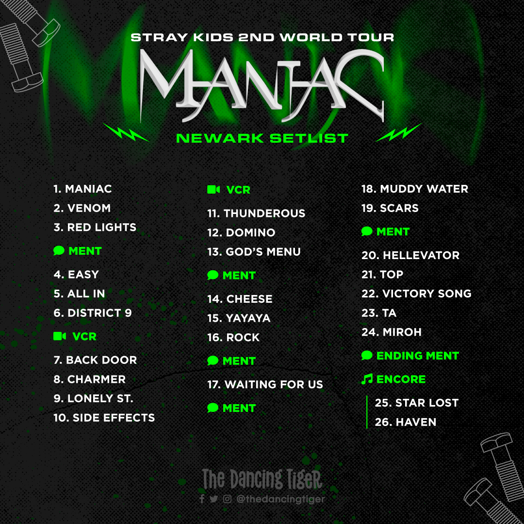 Mai ఇ ‿ ఇ on Twitter "SKZ 2ND WORLD TOUR MANIAC 🎶 Newark Setlist 🎶 