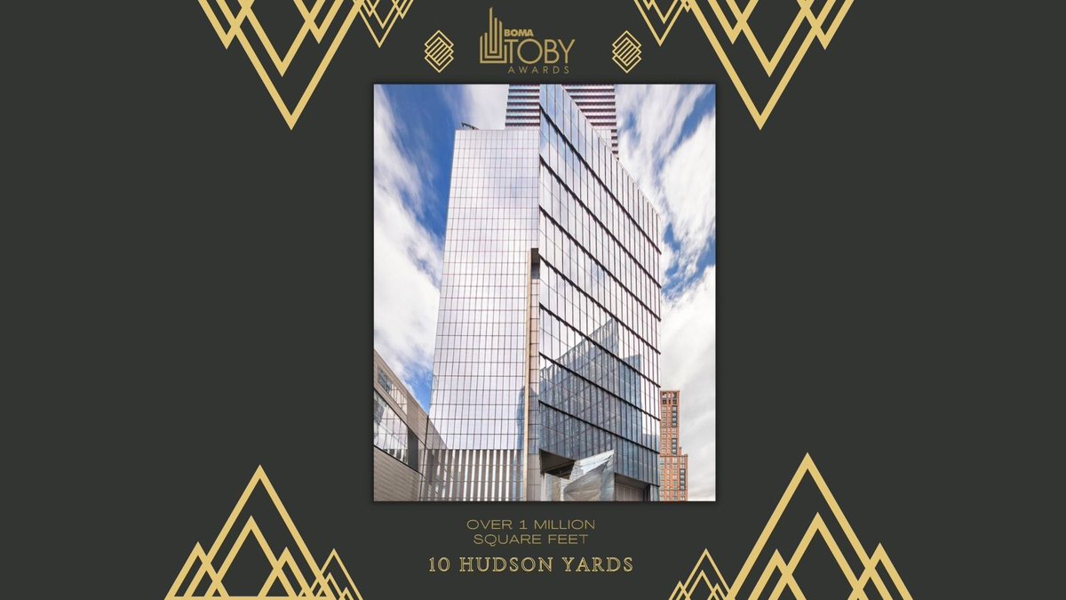 Finally, congrats to 10 Hudson Yards for winning the #TOBYAward in the Over 1 Million Square Feet category! Located in New York City and managed by Related Hudson Yards Manager, we have one million reasons why we love this #BOMA360-designated building! #TOBYAwards #CRE #BOMA2022