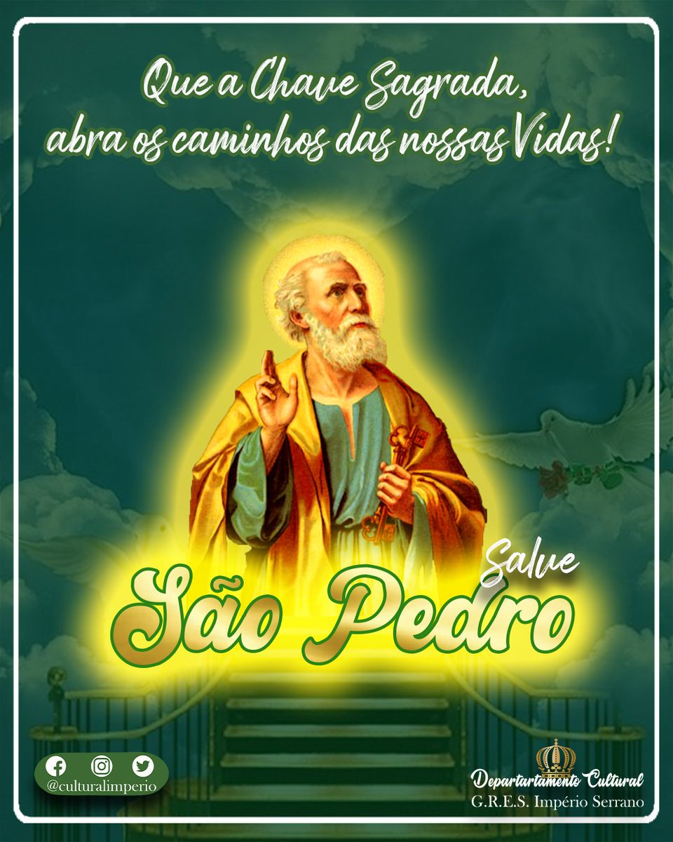 💚SALVE SÃO PEDRO!🤍

Que ele abra as portas da Felicidade e de Novos Caminhos, para cada um de nós!!! 🔑🗝

#impérioserrano #verdeebranco #arrozcomcouve #glorioso #reizinhodemadureira #departamentocultural #vivasãopedro #lugaresdearlindo #arlindocruz #poeta #carnaval2023
