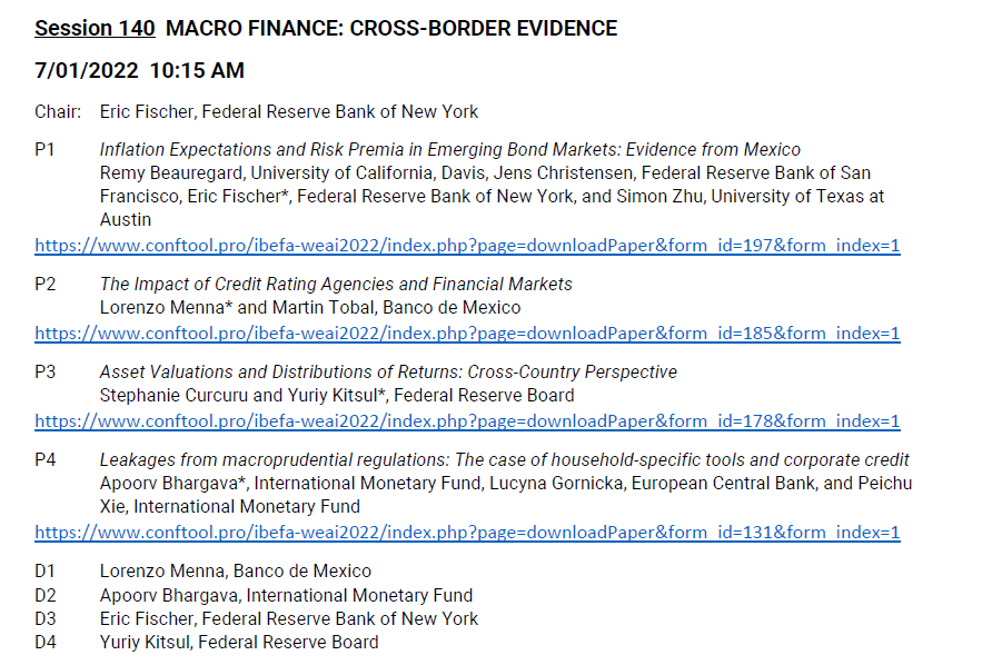 LorenzoMenna1's tweet photo. Happy to be part of the session "Macro Finance: Cross-Border Evidence" at the WEAI-IBEFA conference on Friday! #Portland #WEAI #IBEFA
@MMartintobal https://t.co/jEDos5eIJ6
