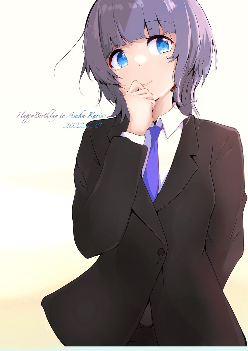 1girl blue eyes solo necktie formal suit smile  illustration images