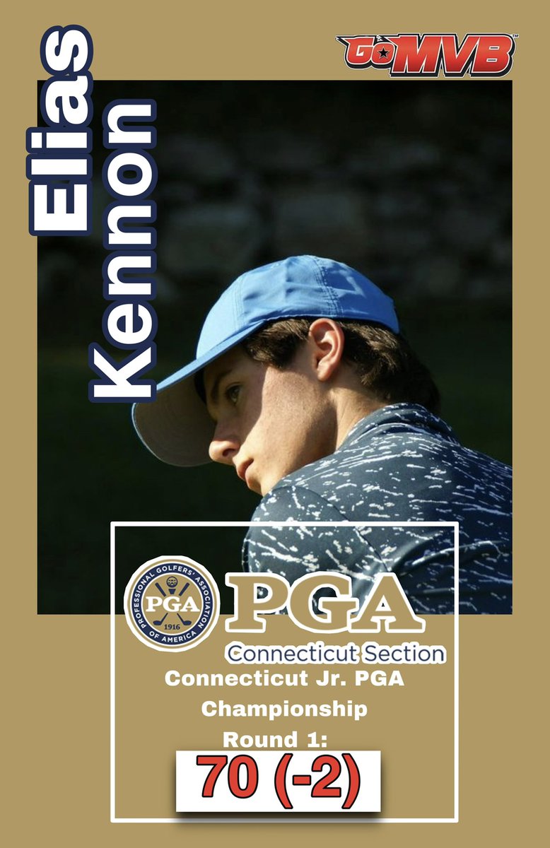 Elias Kennon, 2023, currently sits in a tie for third after the first round of the 2022 Connecticut Jr. PGA Championship following a -2 par round of 70!! 

Check out Elias’s profile here: https://t.co/Jrm9qdVi0P

#golf #collegegolfcoach #jrpga #gomvb #gomvbgolf #golfswing https://t.co/DqXUiJd7x9