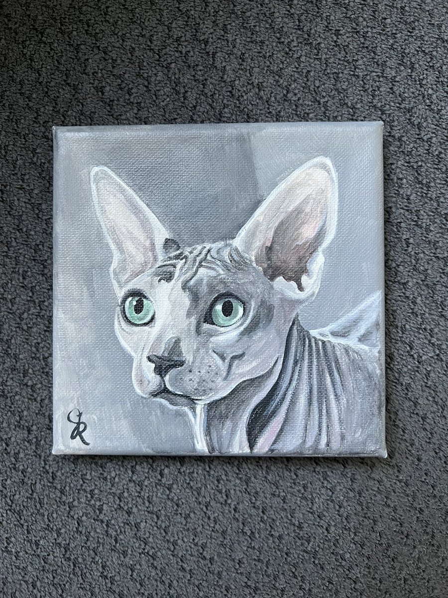 CDCiotti's tweet image. Crying bc Chewy sent me this painted portrait of MoonPie!! I even updated her profile picture a year ago in the hopes they would paint one!