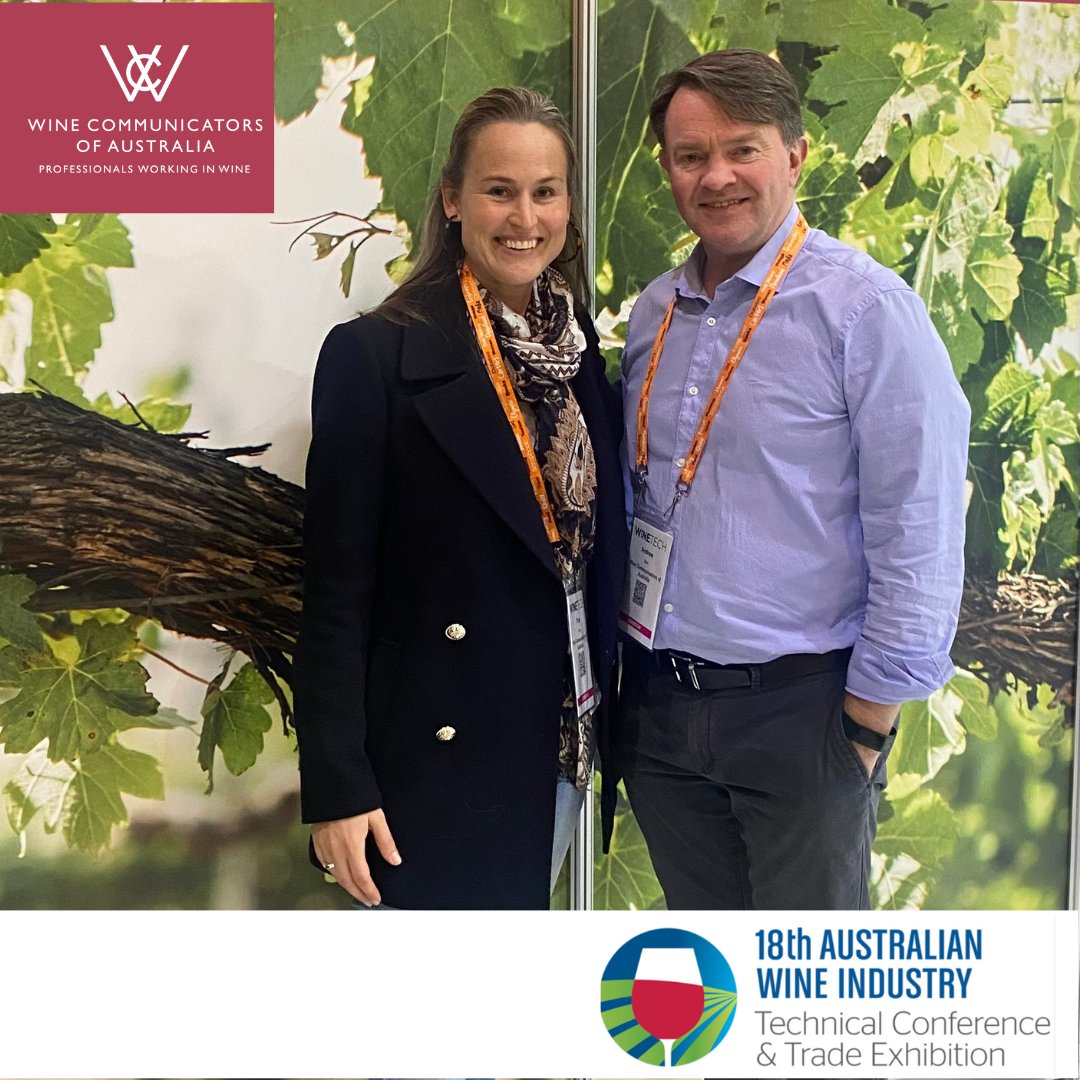 WineComAust's tweet photo. It's been a fantastic couple of days reconnecting 'in person' with wine industry professionals at the Wine Industry Tech Conference in Adelaide.
The WCA team (Andrew & Prue) will be at stand 1107 again today, be sure to stop by and say hello if you're there.
#18AWITC https://t.co/TL4qtWB200