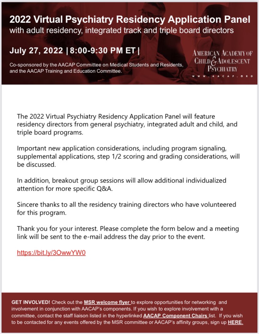 Super excited to host this session put on by AACAP! Can’t wait to hear from all the amazing program directors on the panel! 🙌🏾😊 #Match2023 #PsychedForPsych #AACAP