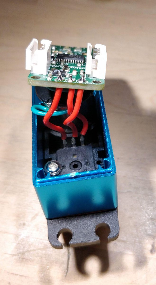 LabJetpack's tweet photo. Speaking of sensorimotors, this is how one is made.

1/ Take standard servo with right form factor + assembled sensorimotor PCB

2/ Remove legacy, take replacement parts, connect antenna, connect motor cables.

#flatcat #socialrobot #robotics #hardware #startup #berlin @qbernetik https://t.co/U0x8pk2LDi