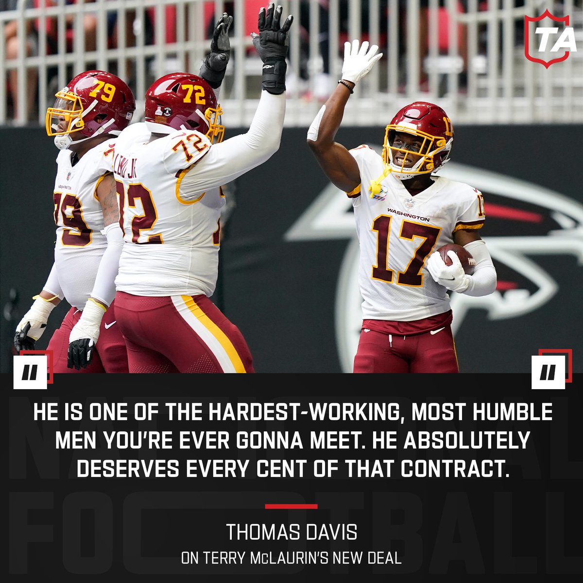 Thomas Davis was hyped to see his former teammate get paid 👏 @TheTerry_25 | @Commanders