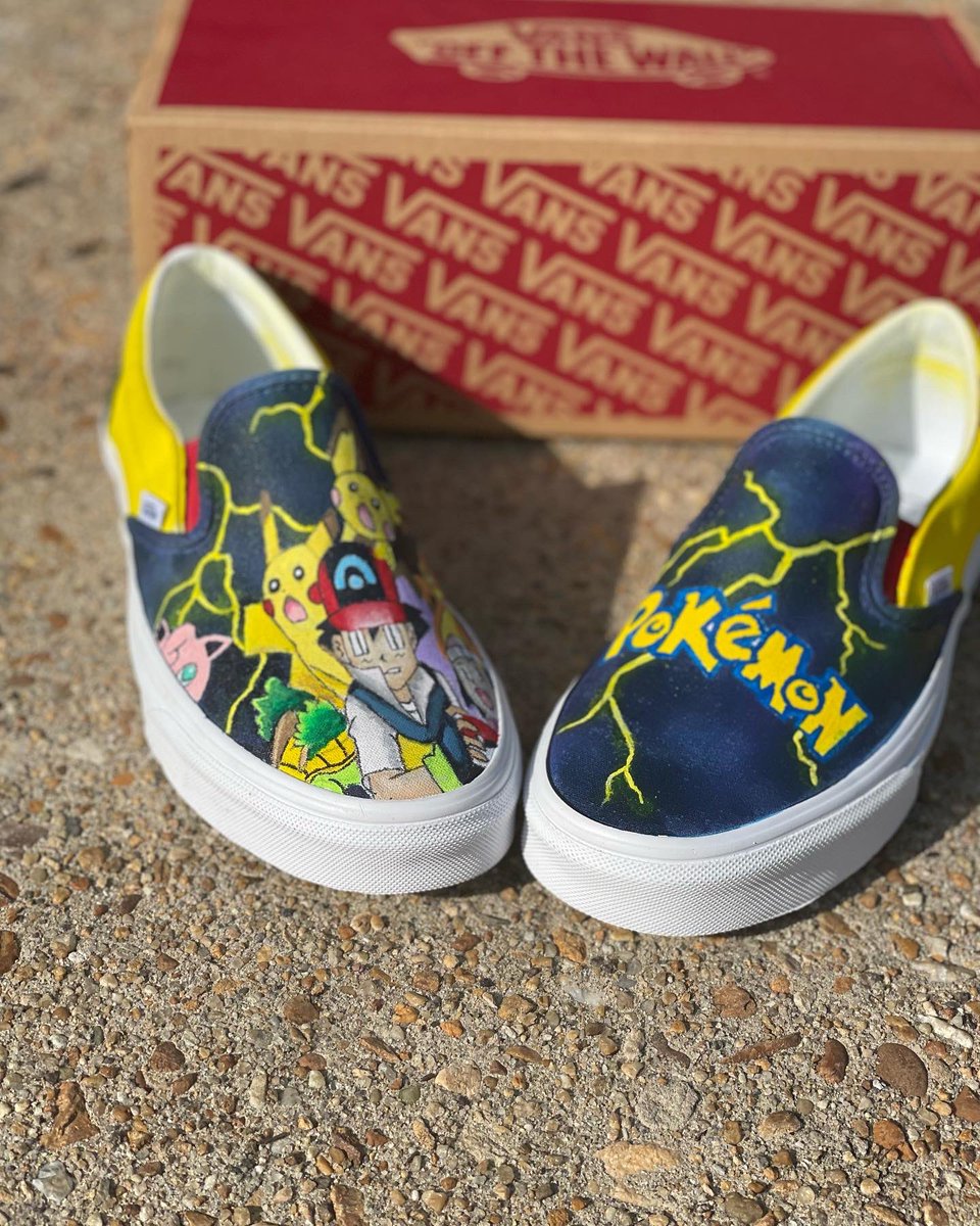 RuffCustomz's tweet photo. ⚡️”Gotta Catch ‘Em All” ⚡️

Check out the latest Pokémon Inspired Custom Vans🔥👟‼️ 

#custom #customshoes #angelusdirect #dmv #vans #pokemon #anime #angeluspaint #angelusbrand #blackbusiness https://t.co/IsqW6Kv2eA