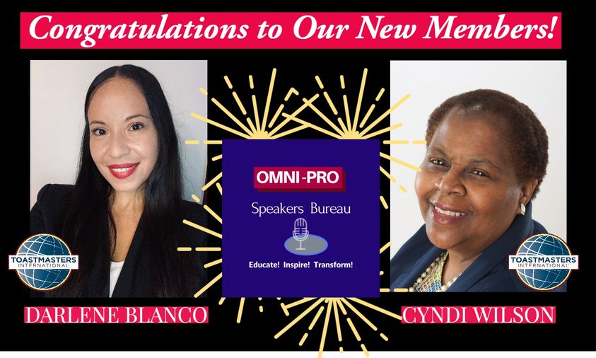 D83Toastmasters's tweet photo. District 83 Toastmasters is proud and honored that Distinguished Toastmaster @CyndiWilsonDTM  Cyndi Wilson, PMP, DTM 6, PDG, PRA and @DarleneBlanco7  Darlene Blanco joined our OMNI-PRO Speakers Bureau. Hip Hip Hurray! Hip Hip Hurray! https://t.co/jHHFgmM9ne
