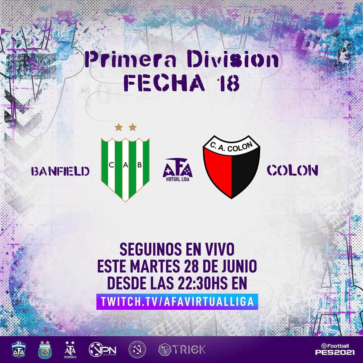 AfaVirtualLiga's tweet photo. 🎮 ESTA NOCHE 

#Banfield 🆚 #Colon (22.30)

#AtleticoTucuman 🆚 #Sarmiento (23.00)

🔗 Vivilo en https://t.co/ToACsb04G9 

@VPNGlobal @tricknfts https://t.co/oyAzO590wh