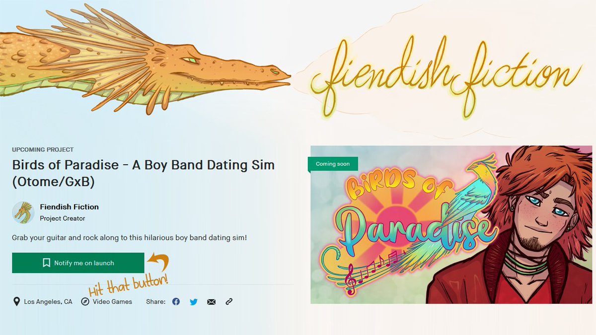 FiendishFiction's tweet photo. Is that the beat of your heart I hear, #IndieDevHour? Don't croon too much, but the Kickstarter pre-launch page for Birds of Paradise is now live! Smash that Notify button so you can stay on top of this #Otome #VisualNovel campaign starting in July~

🦜 https://t.co/e5LTb6B0lm 🦜 https://t.co/ZQs18NXvo7