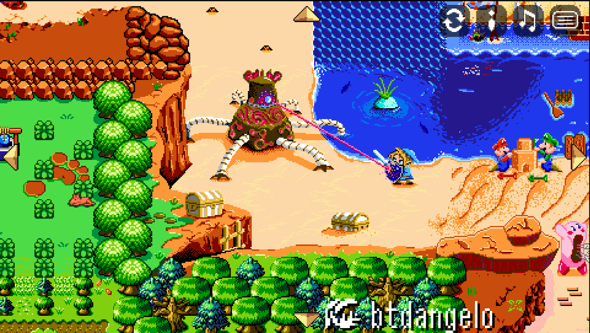 huminaboz's tweet photo. I just found out #HyruleRedrawn finally went live!
Dozens of pixel artists coordinated to redraw each section of the NES Zelda world.
The music is rad, too.
https://t.co/QRFg7i18GP https://t.co/TC5fsG3ySN