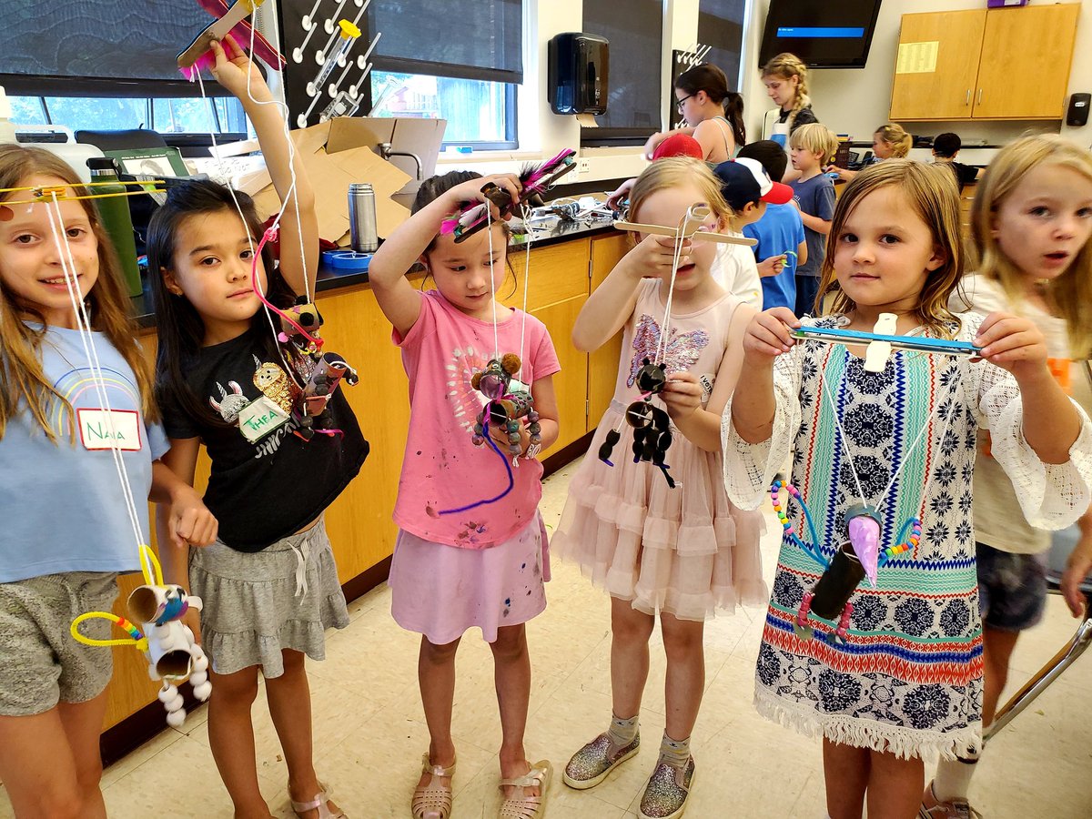 EurekusSTEAM's tweet photo. Celebrating engineering and storytelling during Tinker Arcade Camp. Mini makers are piloting our new Creature Marionettes and creativity is soaring!

#stem #steameducation #steam #makered #artsined #makerspace #pbl #playbasedlearning #SEL #summercamp https://t.co/fMIKtVP2tj