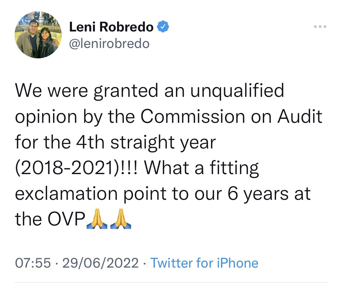 CascoVergara's tweet image. GOOD GOVERNANCE IS THE SOUL OF THE OFFICE OF THE VICE PRESIDENT MARIA LEONOR GERONA ROBREDO!

CONGRATULATIONS, MADAME VP LENI ROBREDO FOR PUTTING PUBLIC SERVICE TO A NEW HEIGHT… sana mainggit ang ibang mga pulitiko at gayahin ka!
#AngPresidenteLeniRobredo
#SalamatVpLeniRobredo