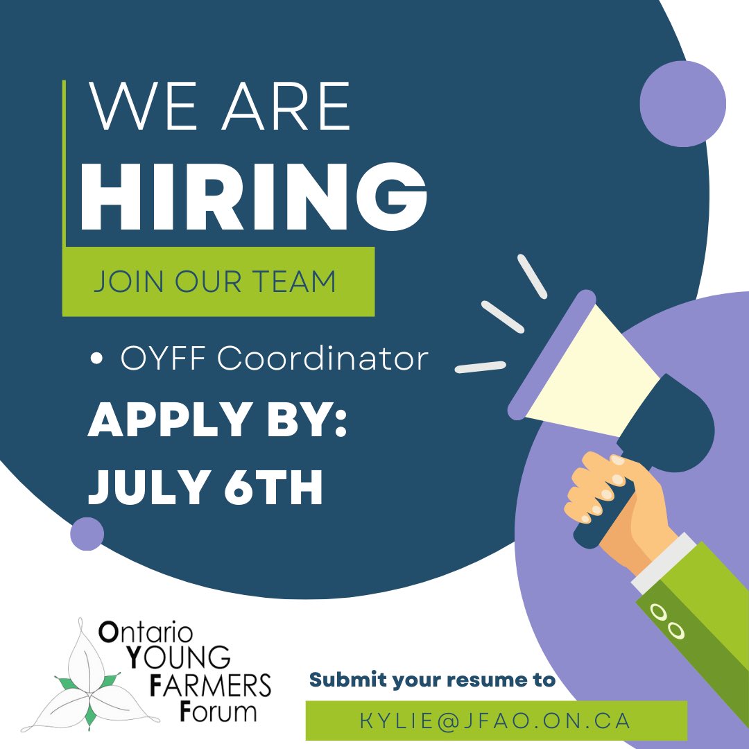 Join our team! The Ontario Young Farmers Forum is back and in person in 2022.

<a href="/JuniorFarmers/">JFAO</a> is hiring an event coordinator to help in the planning and execution of the conference. 

Do you know someone who would be interested? 

Check out our job posting jfao.on.ca/about-jfao/jobs