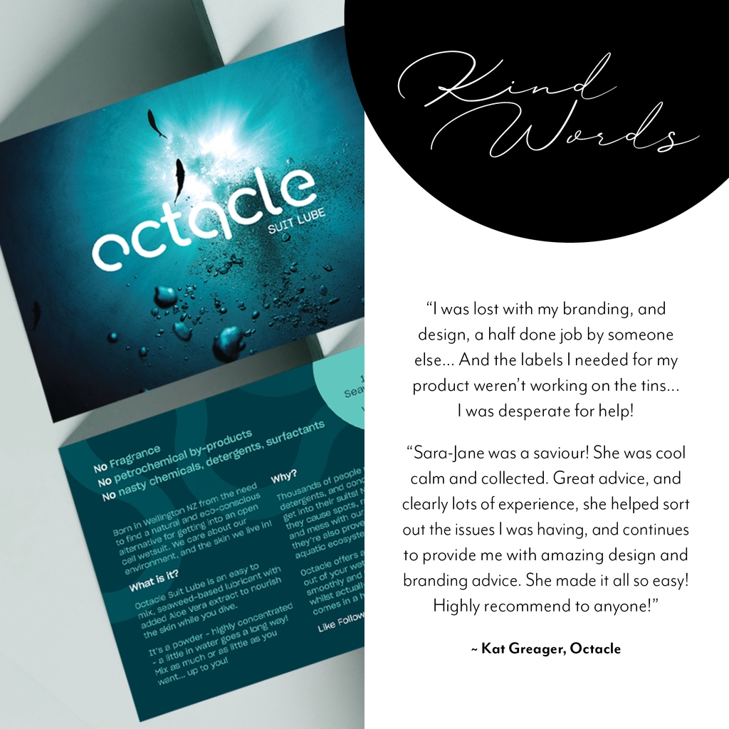 DesignerbloomGD's tweet image. "I was lost with my branding, and design, a half done job by someone else... I was desperate for help! Sara-Jane was a saviour! She was cool calm and collected. She made it all so easy! Highly recommend!" Kat @_octacle_ 🐙💙